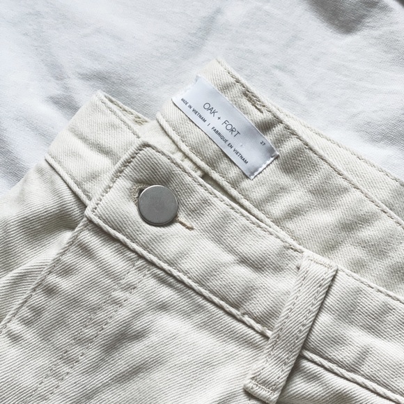 Oak+Fort Slim Ankle Pants - Cream, Size 27 - Picture 1 of 3